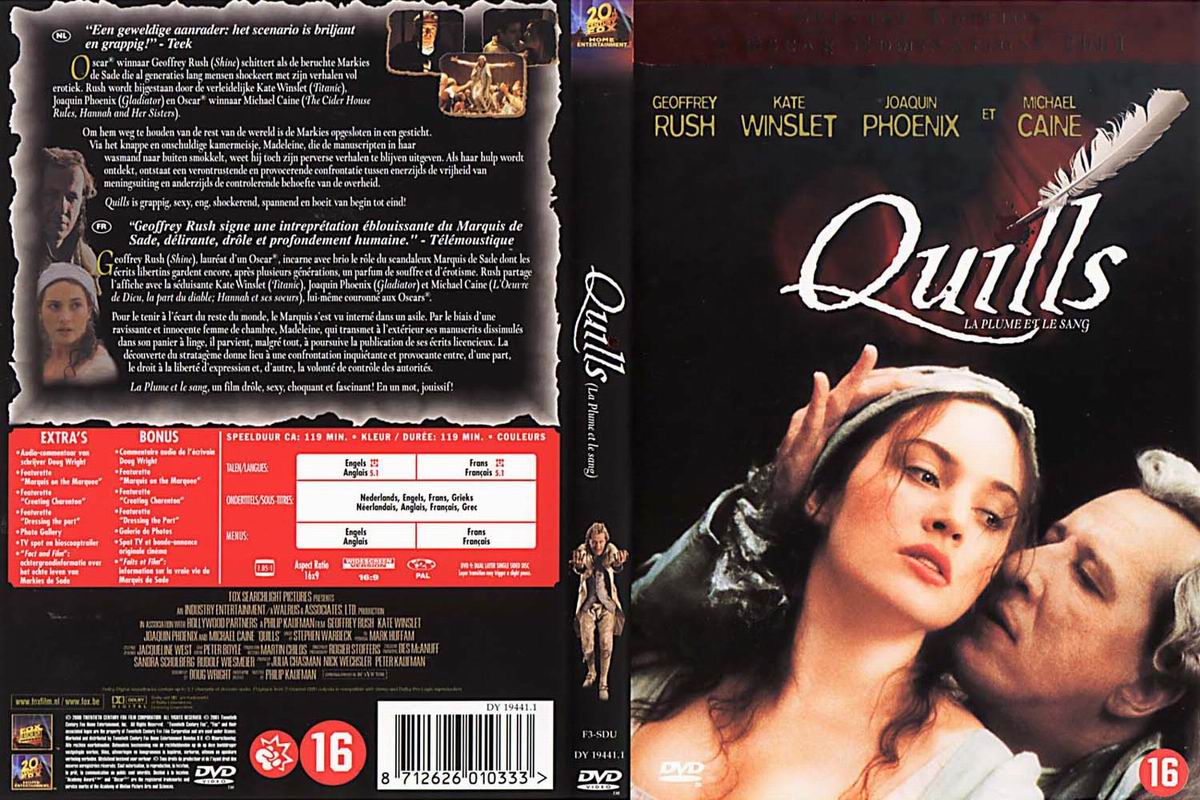 Jaquette DVD Quills La plume et le sang